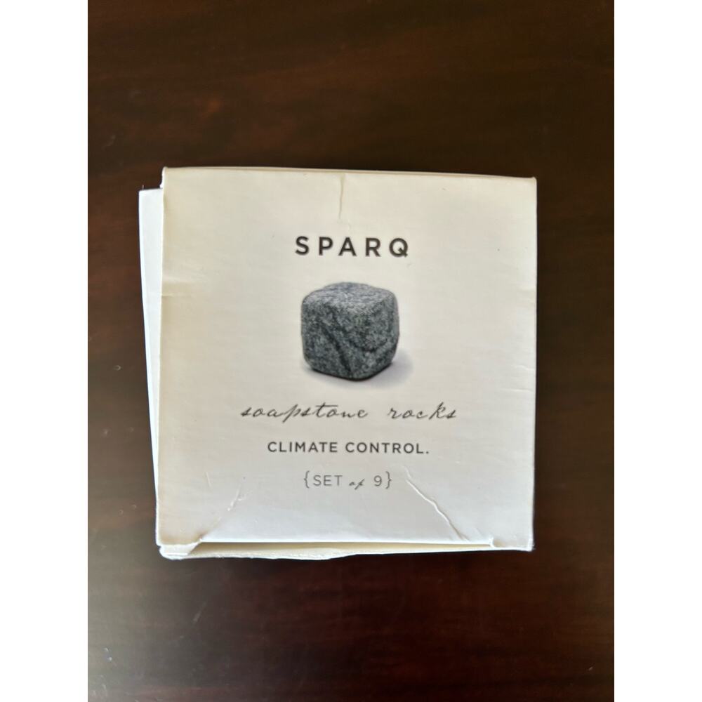 SPARQ Soapstone Rock Climate Control Whiskey Wine Coffee Tea Set 9 Cubes Read